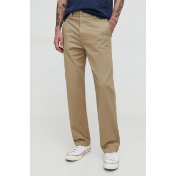 Hollister Co. pantaloni barbati, culoarea bej, drept