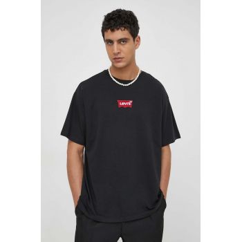 Levi's tricou din bumbac barbati, culoarea negru, cu imprimeu de firma original