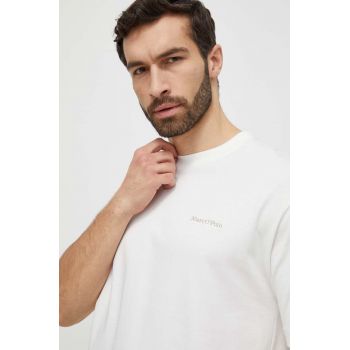 Marc O'Polo tricou din bumbac barbati, culoarea alb, neted de firma original