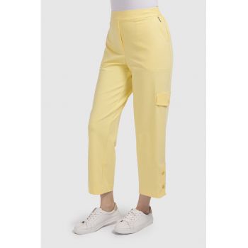 Pantaloni crop cu talie inalta