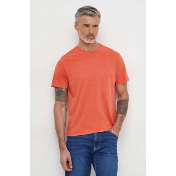 Pepe Jeans tricou din bumbac Jacko barbati, culoarea portocaliu, neted