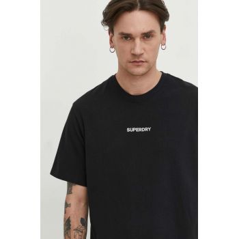 Superdry tricou din bumbac barbati, culoarea negru, cu imprimeu