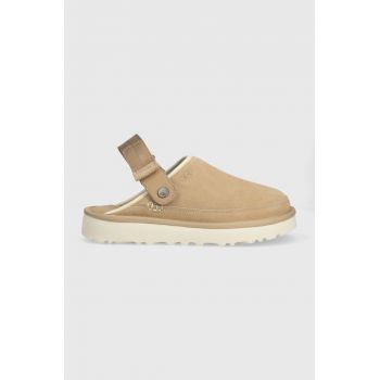 UGG papuci din piele intoarsa Goldencoast Clog culoarea bej, 1142172