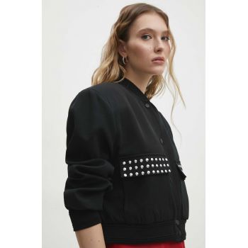 Answear Lab geaca bomber femei, culoarea negru, de tranzitie