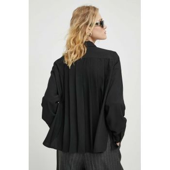 BA&SH camasa femei, culoarea negru, cu guler clasic, regular