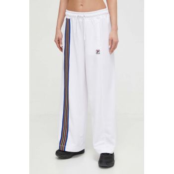 Fila pantaloni de trening culoarea alb, cu imprimeu