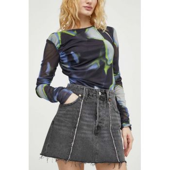 Levi's fustă din denim culoarea gri, mini, creion