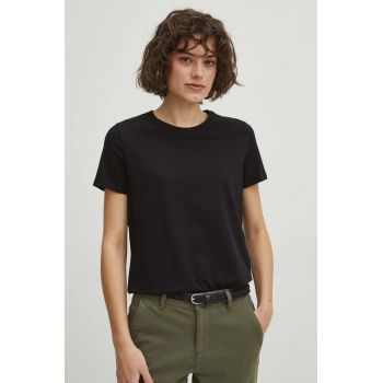 Medicine tricou din bumbac femei, culoarea negru