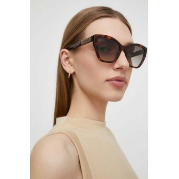 Moschino ochelari de soare femei, culoarea galben