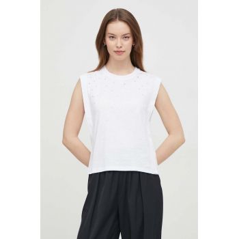 Pepe Jeans top din bumbac culoarea alb ieftin