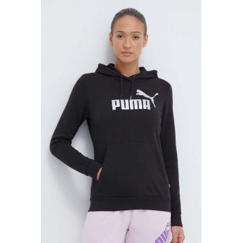 Puma bluză trening culoarea negru, cu glugă, cu imprimeu 849096