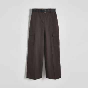 Reserved - Pantaloni cu croi larg și cordon - Maro