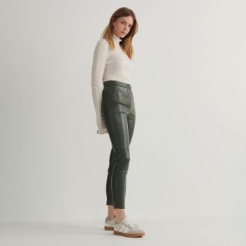 Reserved - Pantaloni din piele ecologică - Kaki