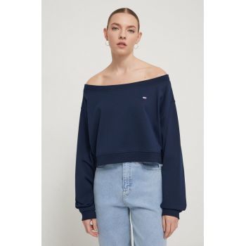 Tommy Jeans bluză femei, culoarea bleumarin, uni DW0DW17956