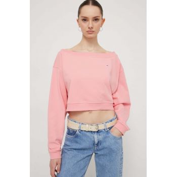 Tommy Jeans bluza femei, culoarea roz, neted