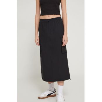 Tommy Jeans fusta culoarea negru, midi, drept