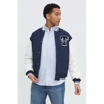 Tommy Jeans geacă bomber bărbați, culoarea bleumarin, de iarna, oversize DM0DM18702 de firma originala