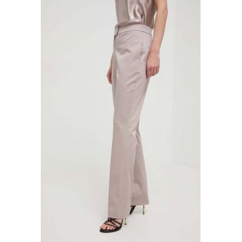 BOSS pantaloni femei, culoarea bej, fason chinos, high waist 50511959