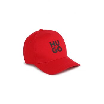 HUGO șapcă din bumbac pentru copii culoarea rosu, cu imprimeu