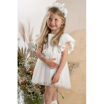 Jamiks rochie din bumbac pentru copii culoarea bej, mini, evazată