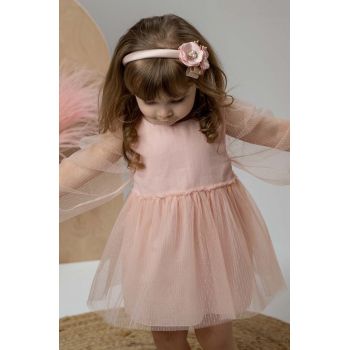 Jamiks rochie din bumbac pentru copii culoarea roz, mini, evazati ieftina