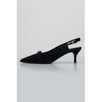 Pantofi slingback de piele intoarsa cu toc kitten