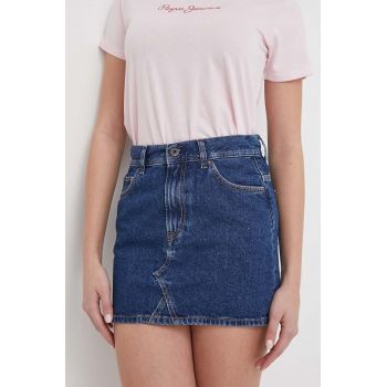 Pepe Jeans fusta jeans culoarea albastru marin, mini, drept