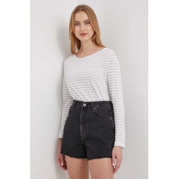 Pepe Jeans longsleeve din amestec de in culoarea alb