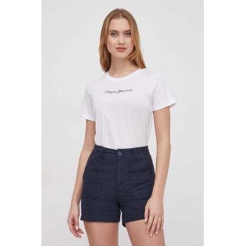 Pepe Jeans tricou din bumbac femei, culoarea alb