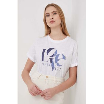 Pepe Jeans tricou din bumbac femei, culoarea alb