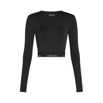 Bluza crop cu banda logo pentru fitness