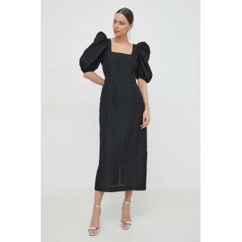 Custommade rochie culoarea negru, midi, evazati