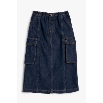 Fusta cargo evazata de denim