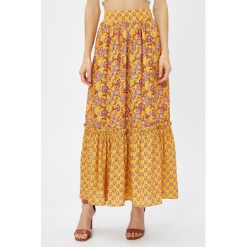 Fusta maxi evazata cu model floral