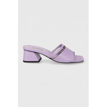 Karl Lagerfeld slapi de piele PLAZA femei, culoarea violet, cu toc drept, KL32405