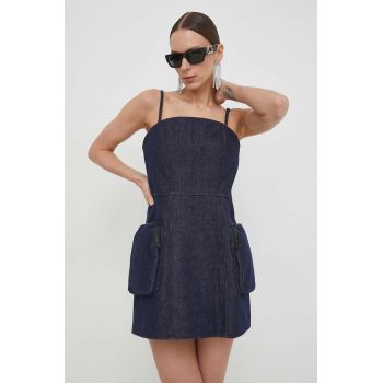 Miss Sixty rochie jeans culoarea albastru marin, mini, evazati
