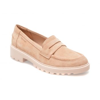 Mocasini casual GEOX nude, J3620C, din piele intoarsa