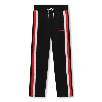 Pantaloni de trening cu croiala dreapta si dungi laterale