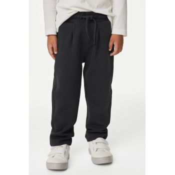 Pantaloni de trening cu croiala dreapta si snururi de ajustare