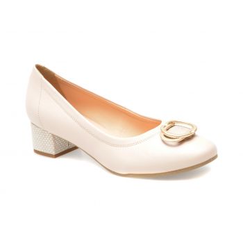 Pantofi casual IMAGE nude, 6415, din piele naturala