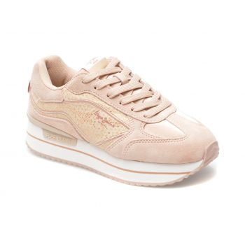 Pantofi casual PEPE JEANS roz, RUSPER GALA, din piele naturala