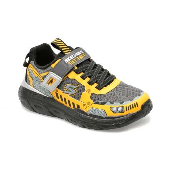 Pantofi SKECHERS galbeni, SKECH TRACKS, din piele ecologica