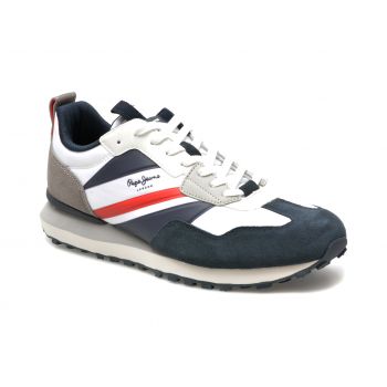 Pantofi sport PEPE JEANS albi, FOSTER HEAT, din material textil