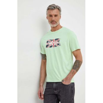 Pepe Jeans tricou din bumbac Clag barbati, culoarea verde, cu imprimeu