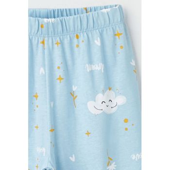 Pijama cu pantaloni lungi si imprimeu grafic