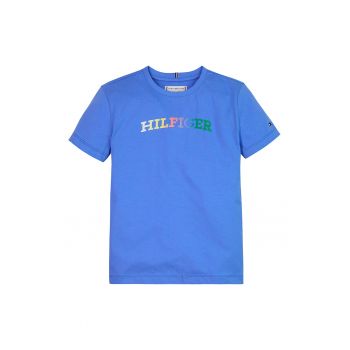 Tricou cu decolteu la baza gatului si imprimeu logo la reducere