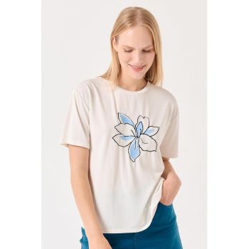 Tricou din amestec de modal cu imprimeu floare