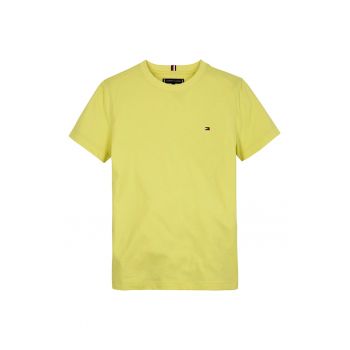 Tricou din bumbac cu decolteu la baza gatului