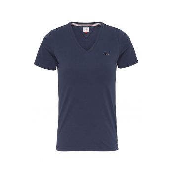 Tricou slim fit cu decolteu in V