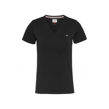 Tricou slim fit cu decolteu in V